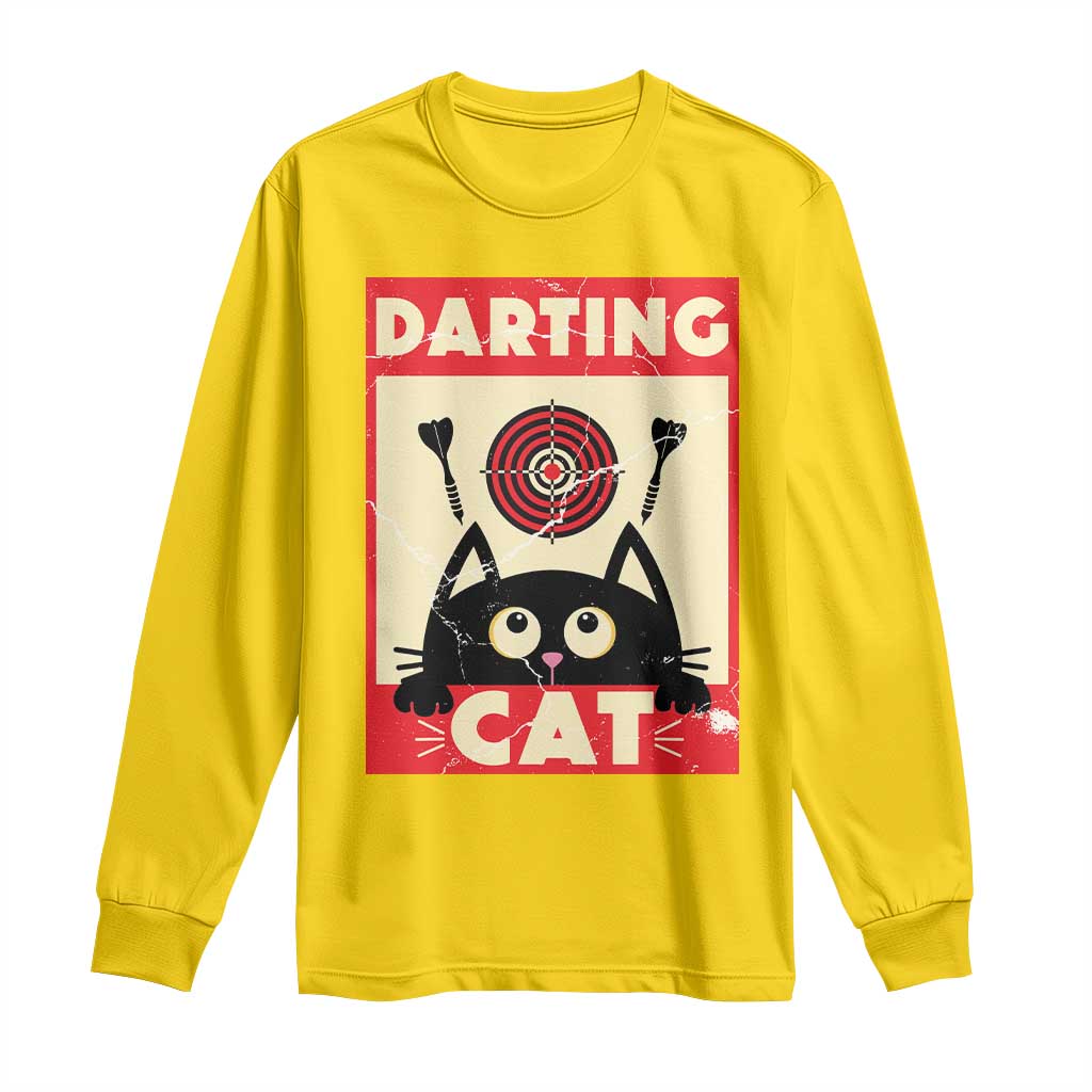 Black Cat Dart Thrower Long Sleeve Shirt Cat Lover Dartist Gift - Wonder Print Shop