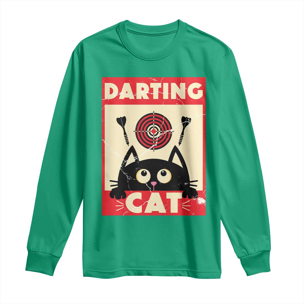 Black Cat Dart Thrower Long Sleeve Shirt Cat Lover Dartist Gift - Wonder Print Shop