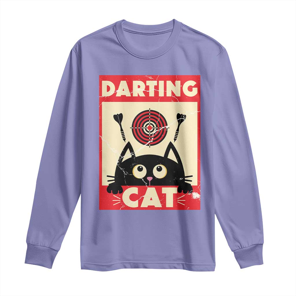 Black Cat Dart Thrower Long Sleeve Shirt Cat Lover Dartist Gift - Wonder Print Shop