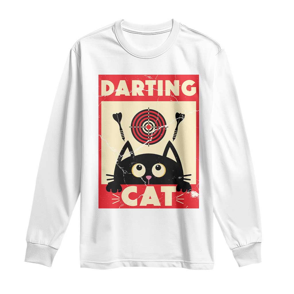 Black Cat Dart Thrower Long Sleeve Shirt Cat Lover Dartist Gift - Wonder Print Shop