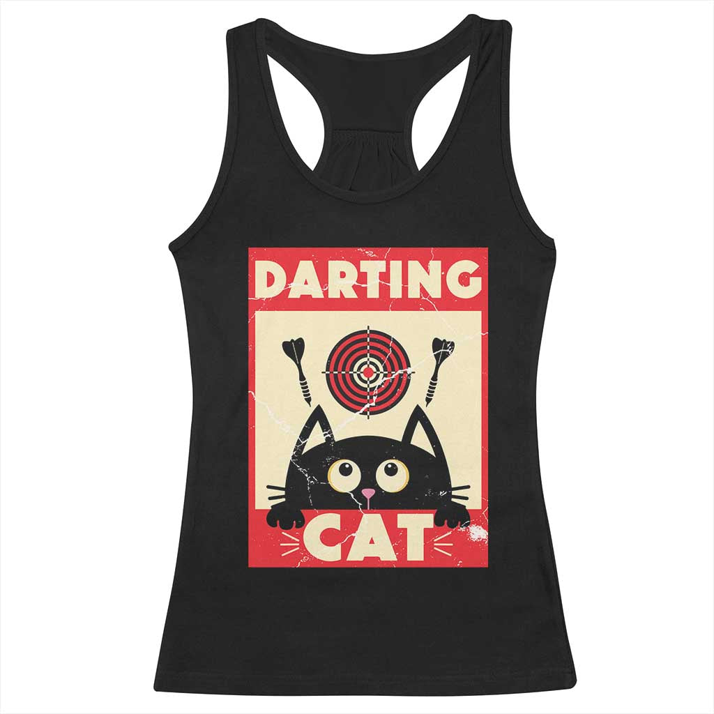 Black Cat Dart Thrower Racerback Tank Top Cat Lover Dartist Gift - Wonder Print Shop