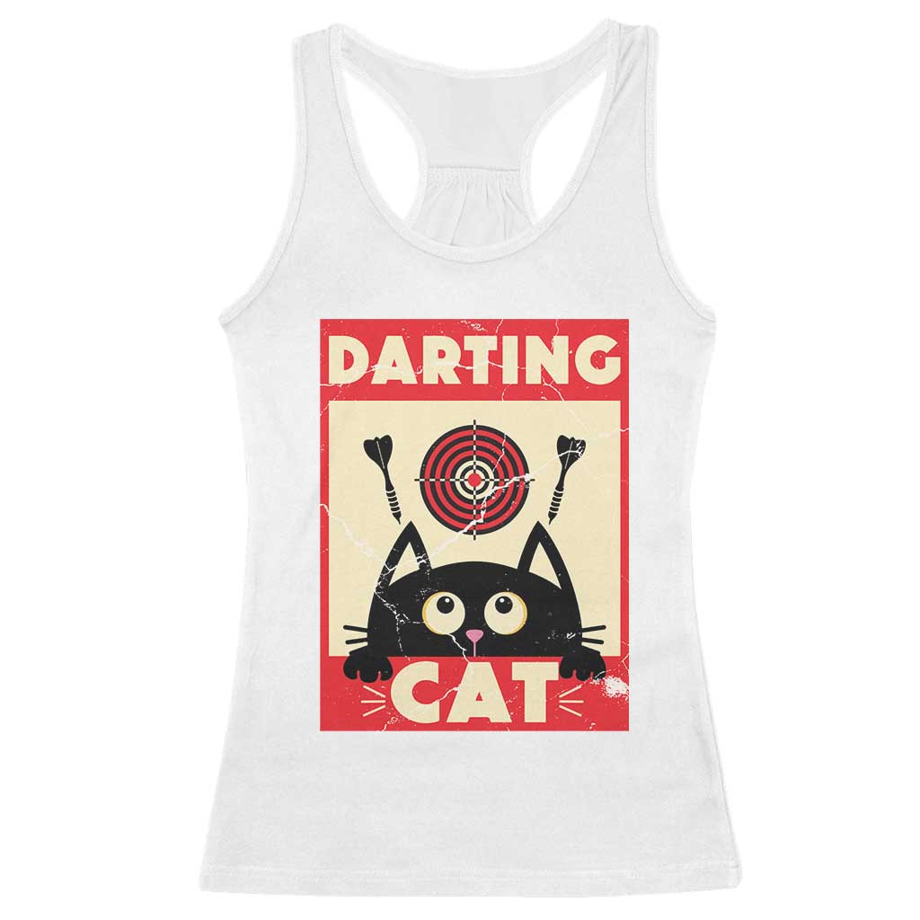 Black Cat Dart Thrower Racerback Tank Top Cat Lover Dartist Gift - Wonder Print Shop