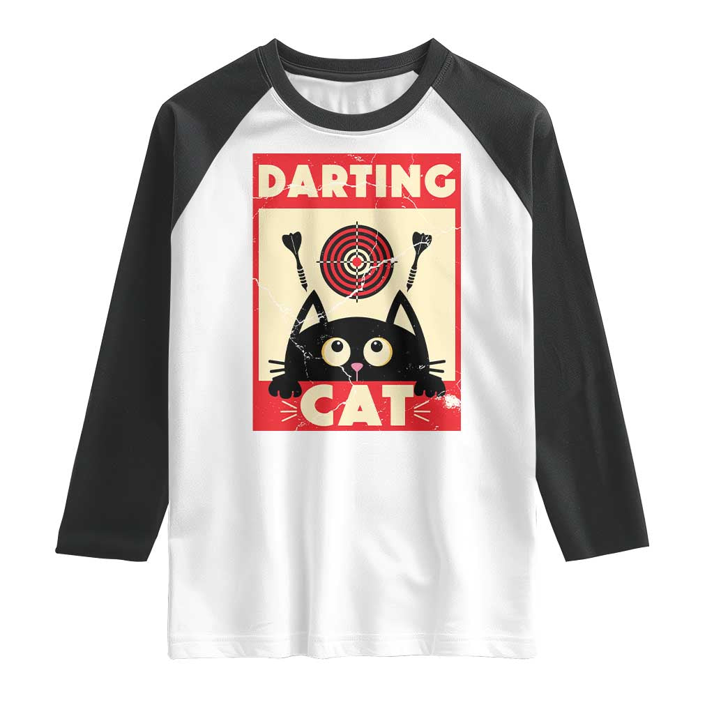 Black Cat Dart Thrower Raglan Shirt Cat Lover Dartist Gift - Wonder Print Shop