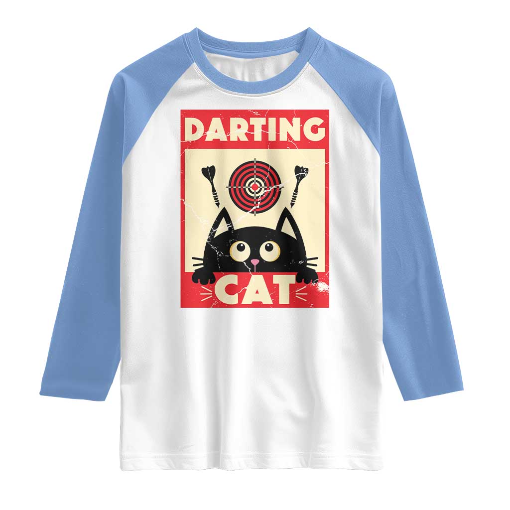 Black Cat Dart Thrower Raglan Shirt Cat Lover Dartist Gift - Wonder Print Shop