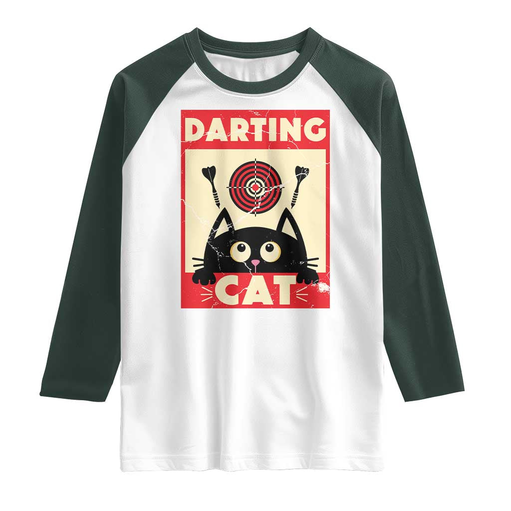 Black Cat Dart Thrower Raglan Shirt Cat Lover Dartist Gift - Wonder Print Shop