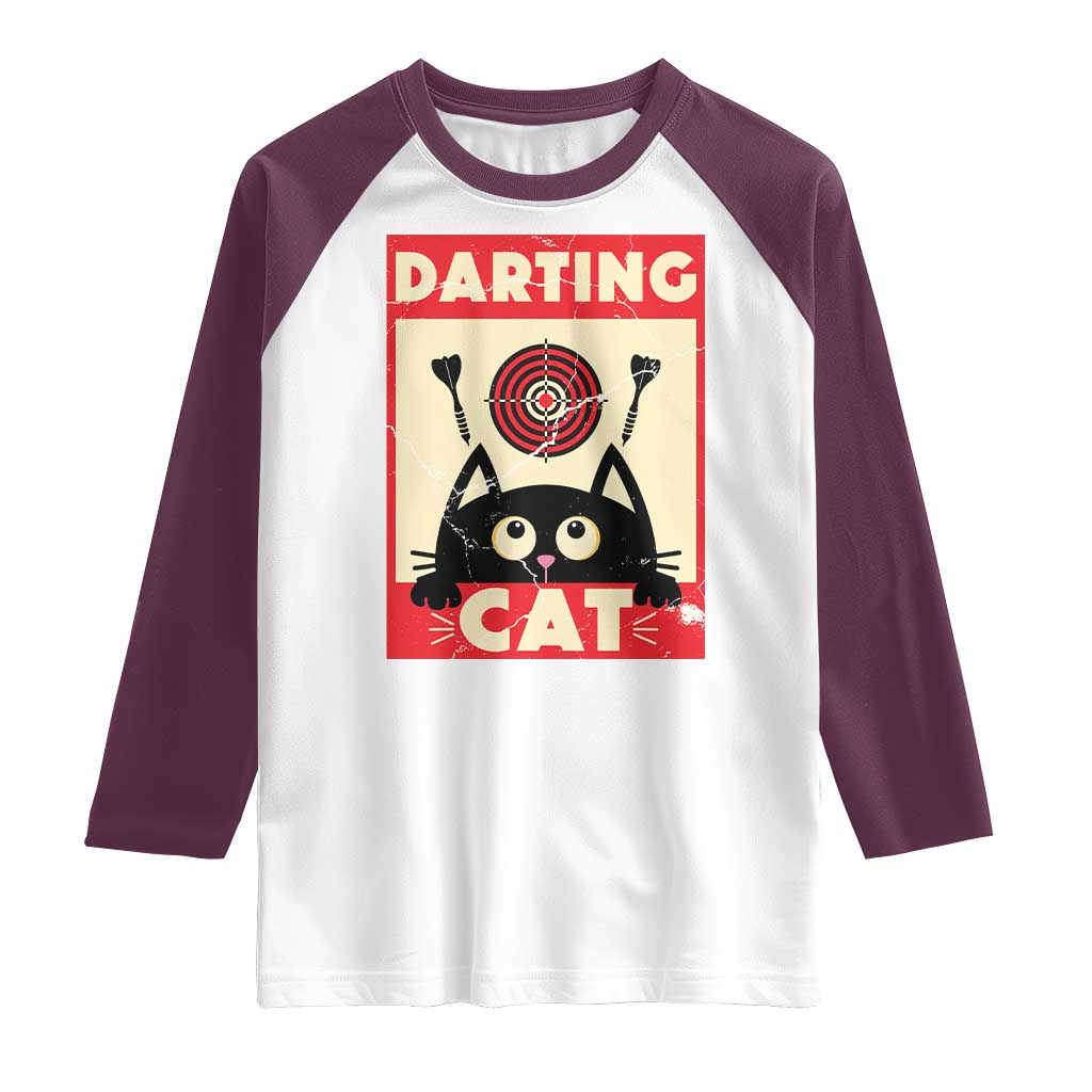 Black Cat Dart Thrower Raglan Shirt Cat Lover Dartist Gift - Wonder Print Shop