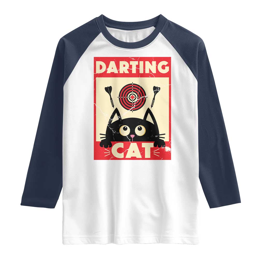 Black Cat Dart Thrower Raglan Shirt Cat Lover Dartist Gift - Wonder Print Shop