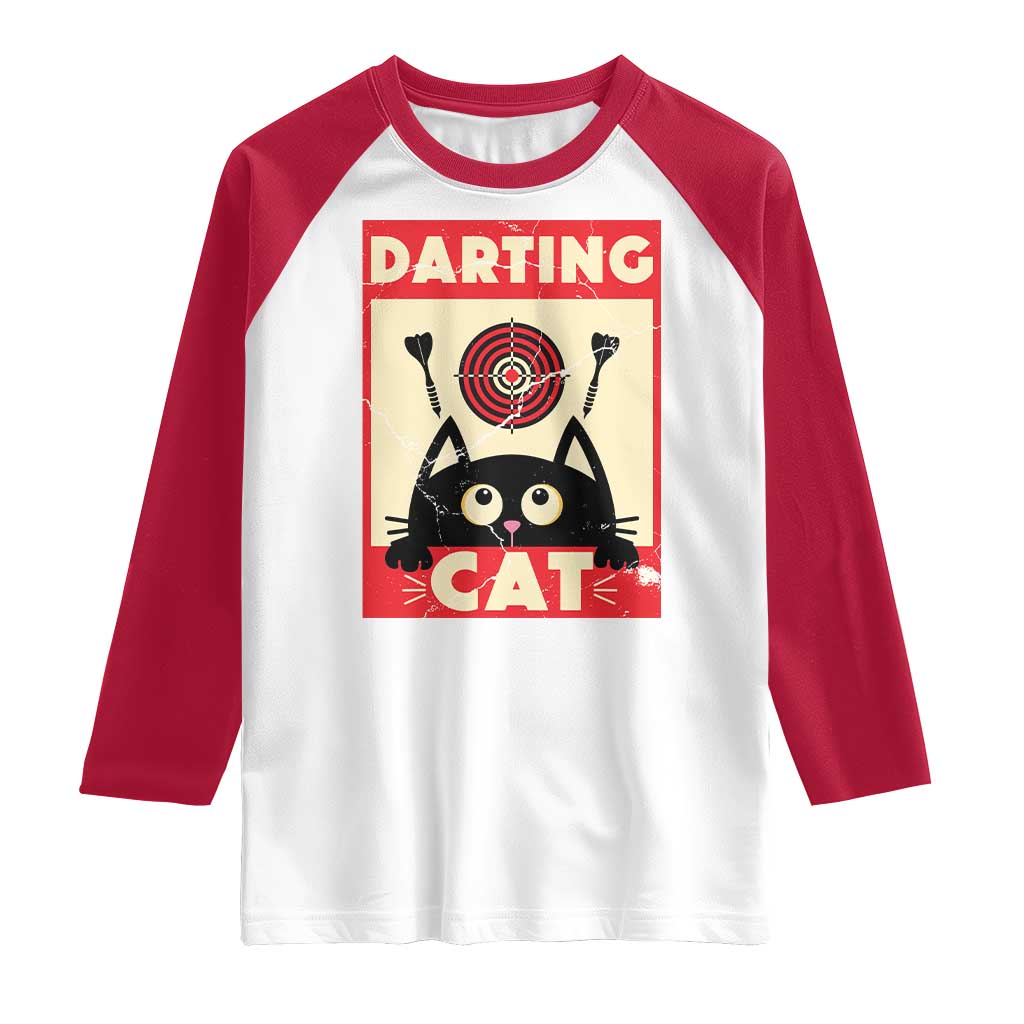 Black Cat Dart Thrower Raglan Shirt Cat Lover Dartist Gift - Wonder Print Shop