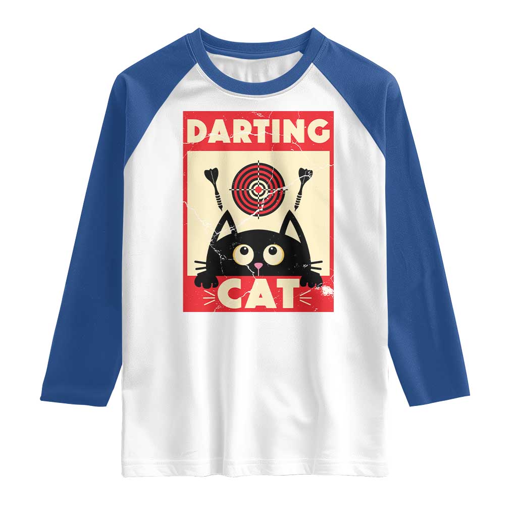 Black Cat Dart Thrower Raglan Shirt Cat Lover Dartist Gift - Wonder Print Shop