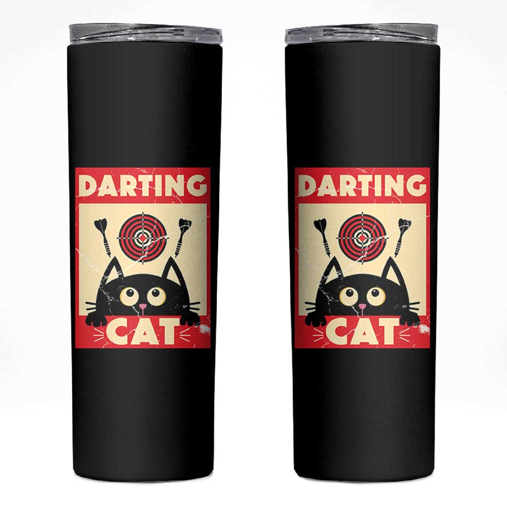Black Cat Dart Thrower Skinny Tumbler Cat Lover Dartist Gift - Wonder Print Shop
