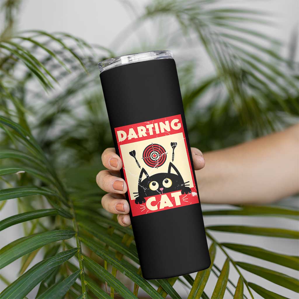 Black Cat Dart Thrower Skinny Tumbler Cat Lover Dartist Gift - Wonder Print Shop