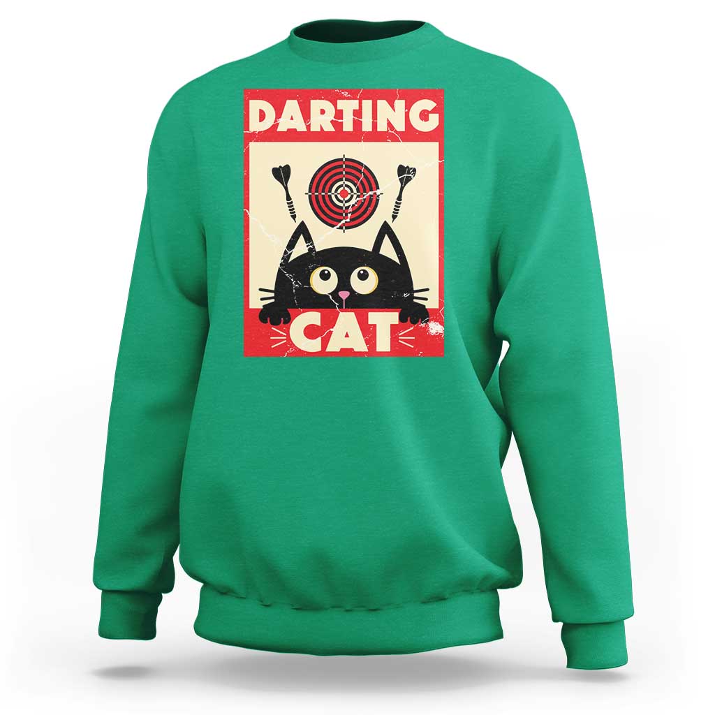 Black Cat Dart Thrower Sweatshirt Cat Lover Dartist Gift - Wonder Print Shop