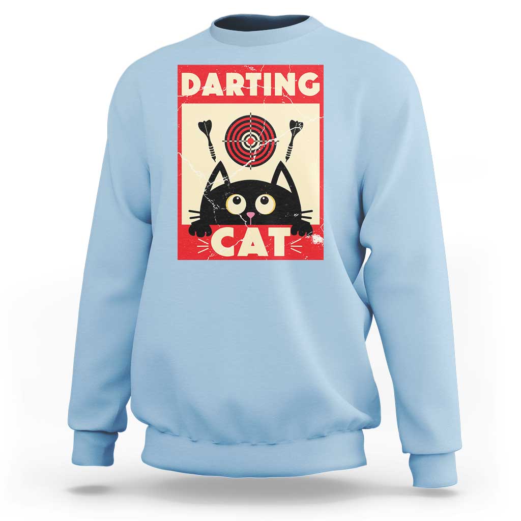 Black Cat Dart Thrower Sweatshirt Cat Lover Dartist Gift - Wonder Print Shop