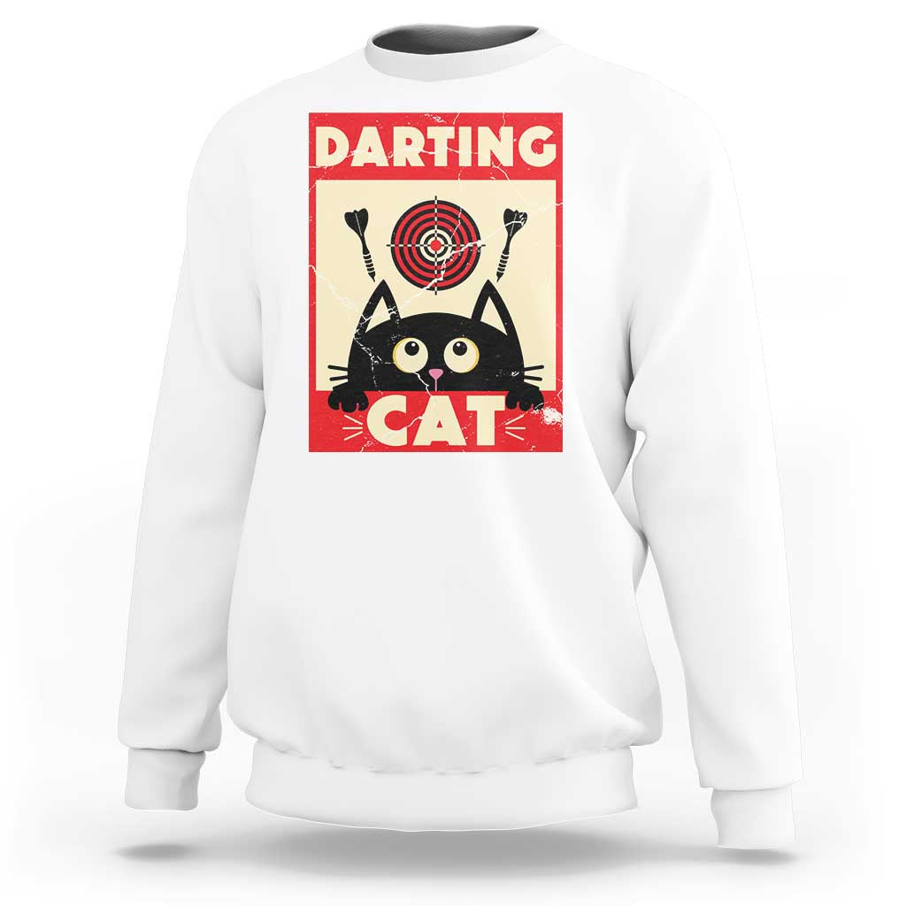 Black Cat Dart Thrower Sweatshirt Cat Lover Dartist Gift - Wonder Print Shop