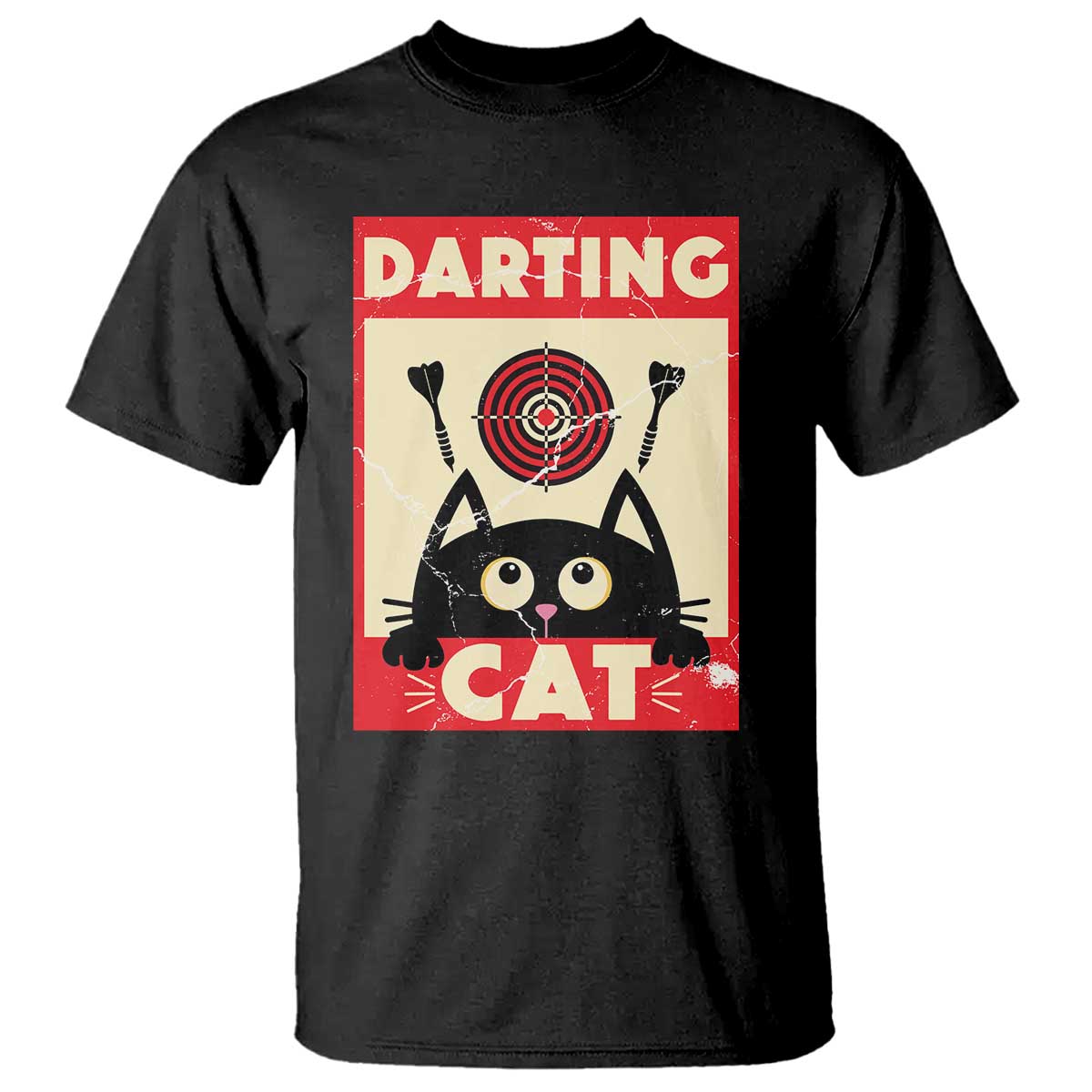 Black Cat Dart Thrower T Shirt Cat Lover Dartist Gift - Wonder Print Shop