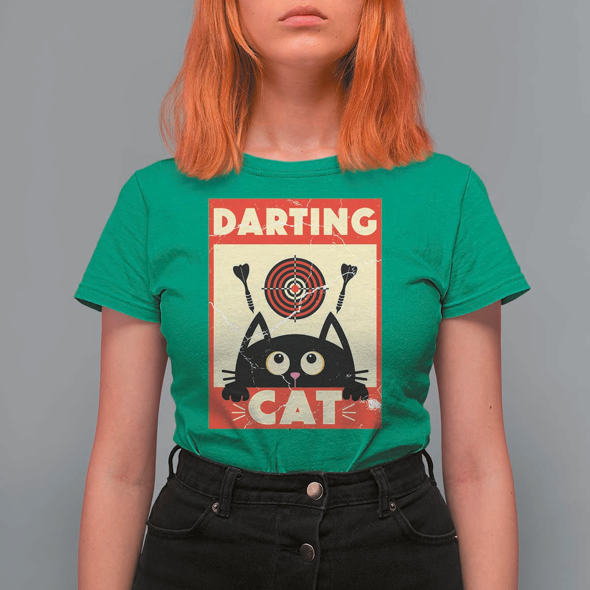 Black Cat Dart Thrower T Shirt For Women Cat Lover Dartist Gift - Wonder Print Shop