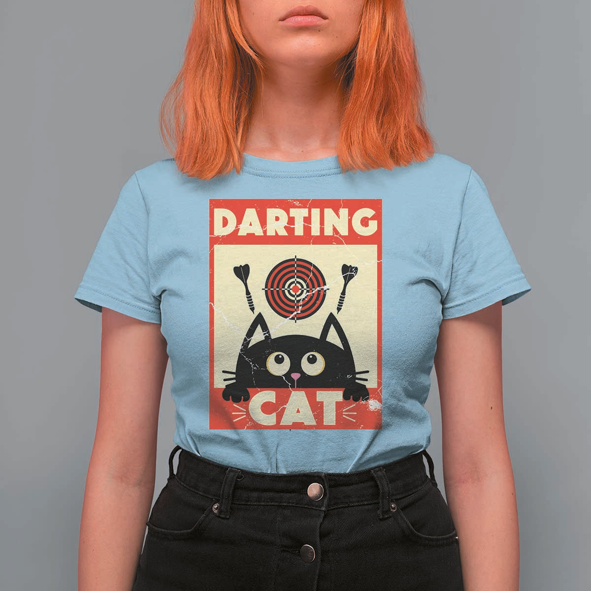 Black Cat Dart Thrower T Shirt For Women Cat Lover Dartist Gift - Wonder Print Shop