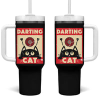 Black Cat Dart Thrower Tumbler With Handle Cat Lover Dartist Gift - Wonder Print Shop