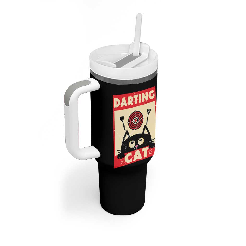 Black Cat Dart Thrower Tumbler With Handle Cat Lover Dartist Gift - Wonder Print Shop