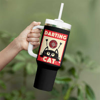 Black Cat Dart Thrower Tumbler With Handle Cat Lover Dartist Gift - Wonder Print Shop