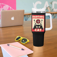 Black Cat Dart Thrower Tumbler With Handle Cat Lover Dartist Gift - Wonder Print Shop