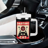 Black Cat Dart Thrower Tumbler With Handle Cat Lover Dartist Gift - Wonder Print Shop
