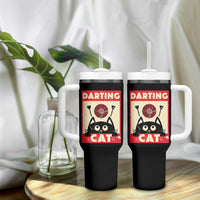 Black Cat Dart Thrower Tumbler With Handle Cat Lover Dartist Gift - Wonder Print Shop