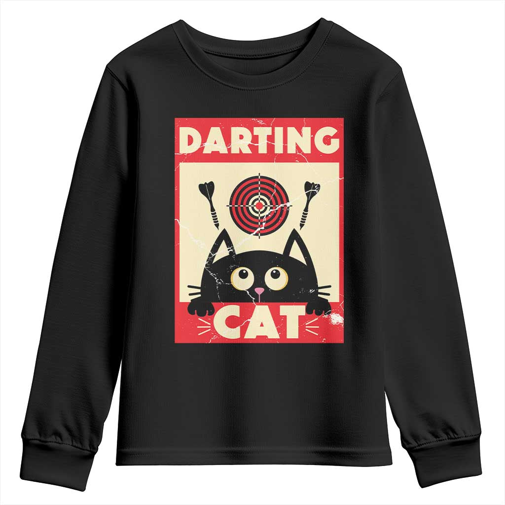 Black Cat Dart Thrower Youth Sweatshirt Cat Lover Dartist Gift - Wonder Print Shop