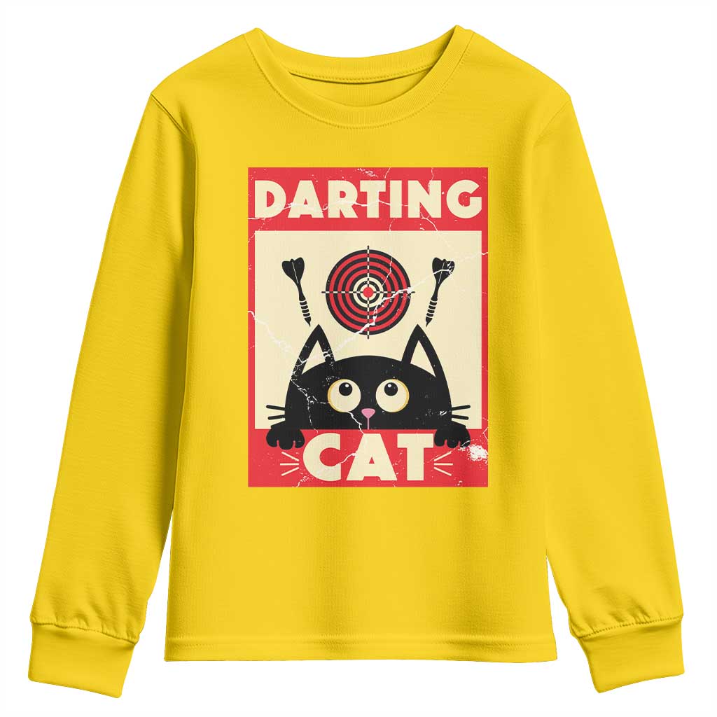 Black Cat Dart Thrower Youth Sweatshirt Cat Lover Dartist Gift - Wonder Print Shop