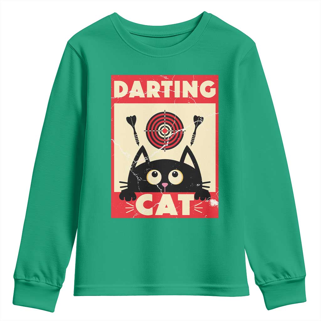 Black Cat Dart Thrower Youth Sweatshirt Cat Lover Dartist Gift - Wonder Print Shop