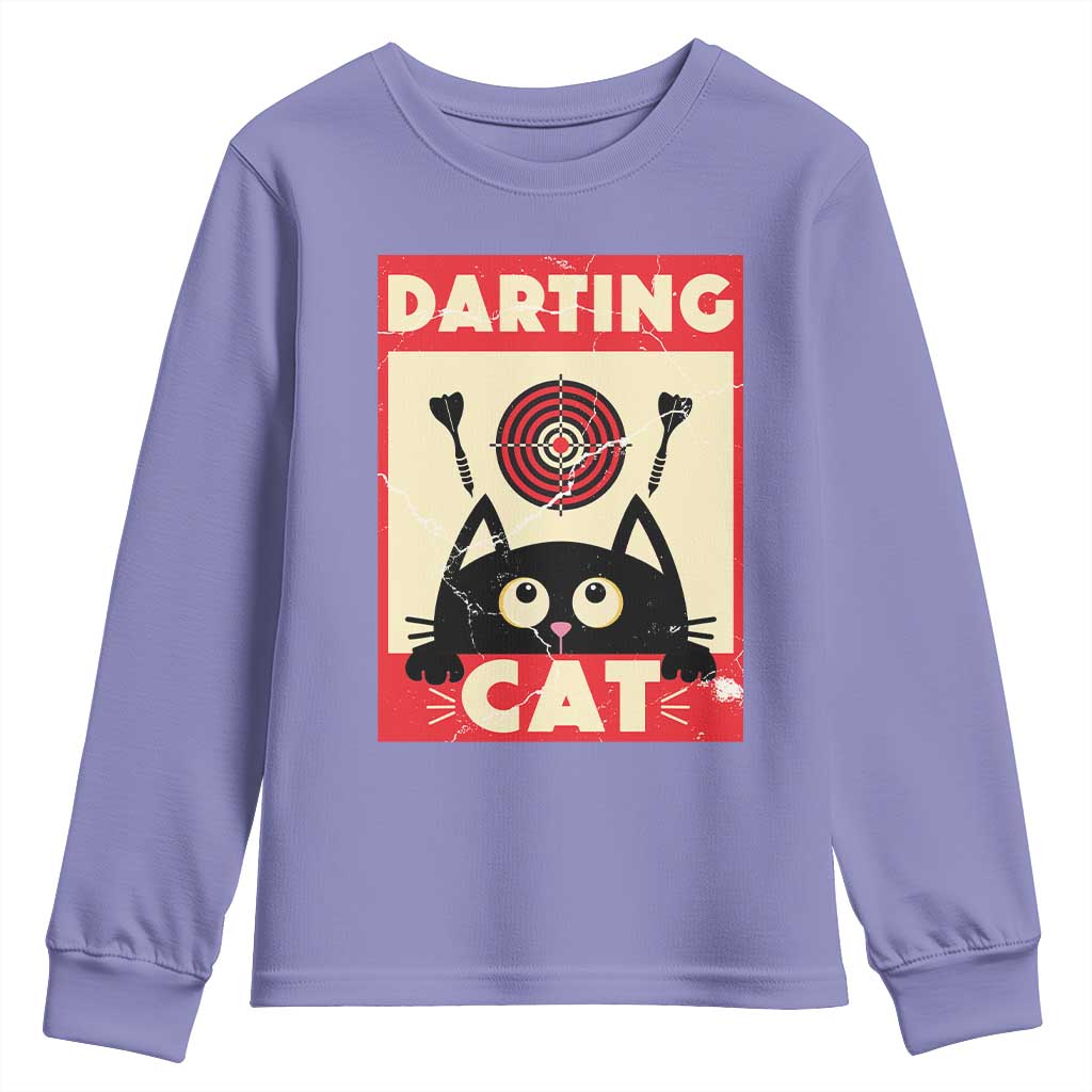 Black Cat Dart Thrower Youth Sweatshirt Cat Lover Dartist Gift - Wonder Print Shop