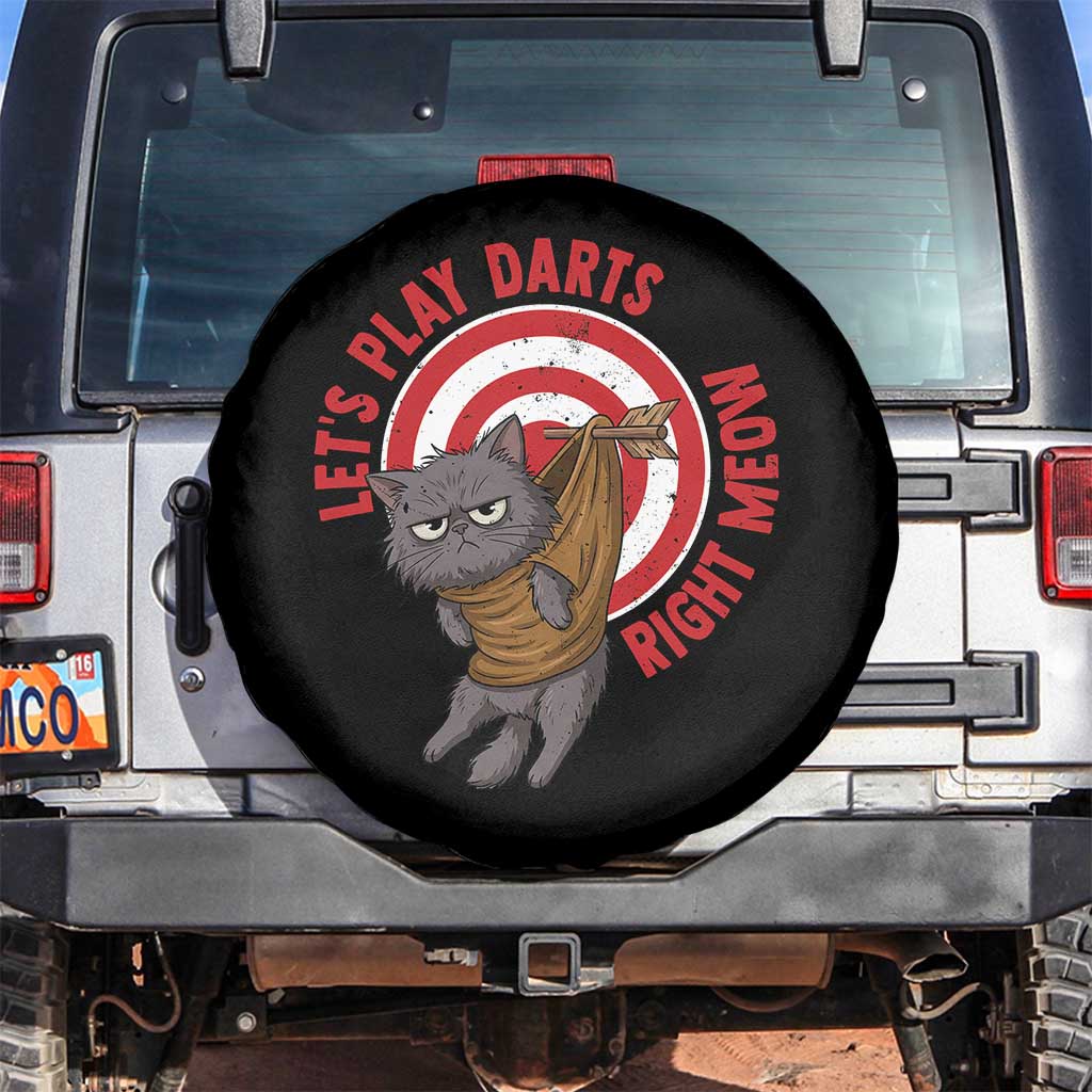 Funny Cat Darts Lover Spare Tire Cover Lets Play Darts Right Meow - Wonder Print Shop