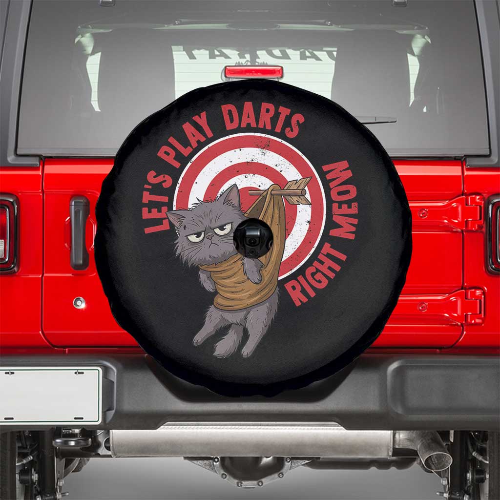 Funny Cat Darts Lover Spare Tire Cover Lets Play Darts Right Meow - Wonder Print Shop