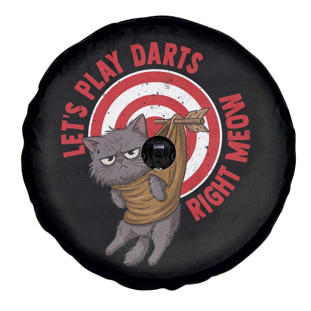 Funny Cat Darts Lover Spare Tire Cover Lets Play Darts Right Meow - Wonder Print Shop