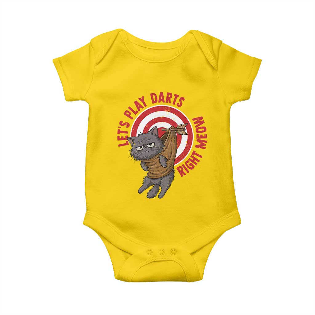 Funny Cat Darts Lover Baby Onesie Lets Play Darts Right Meow - Wonder Print Shop