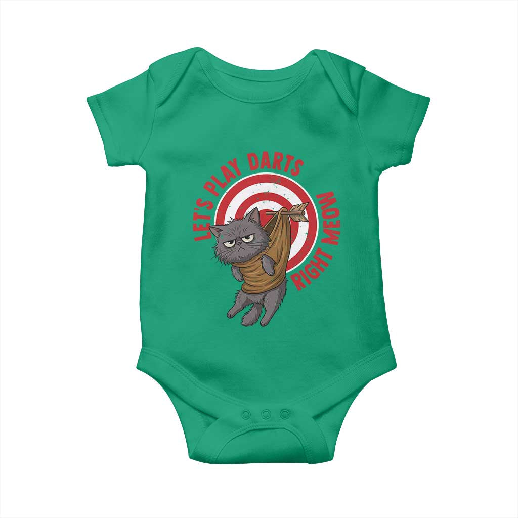 Funny Cat Darts Lover Baby Onesie Lets Play Darts Right Meow - Wonder Print Shop