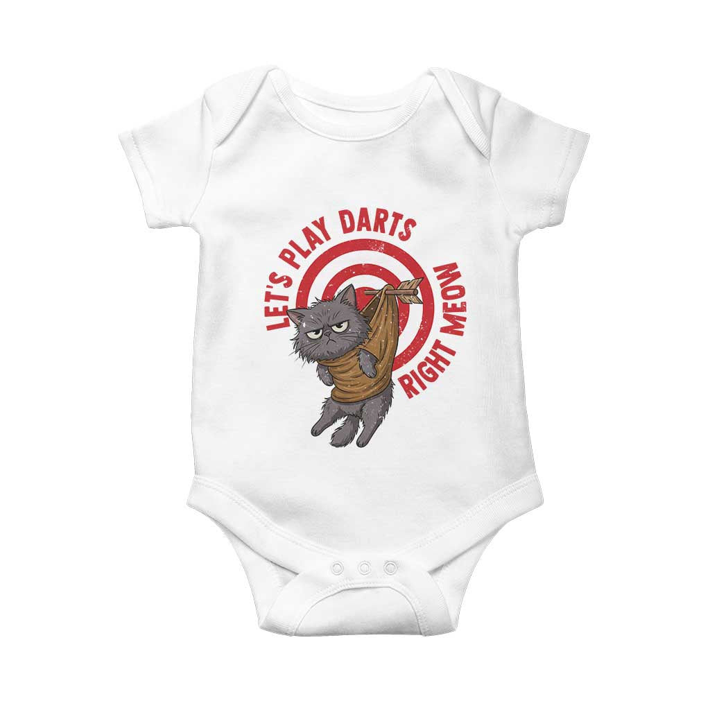 Funny Cat Darts Lover Baby Onesie Lets Play Darts Right Meow - Wonder Print Shop