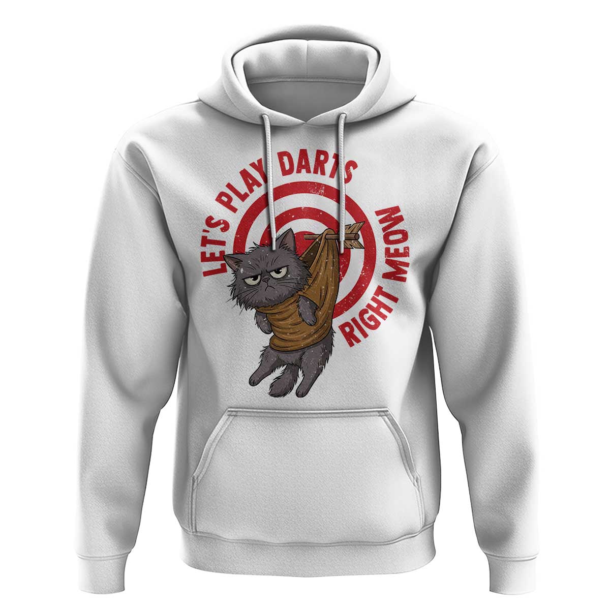 Funny Cat Darts Lover Hoodie Lets Play Darts Right Meow - Wonder Print Shop