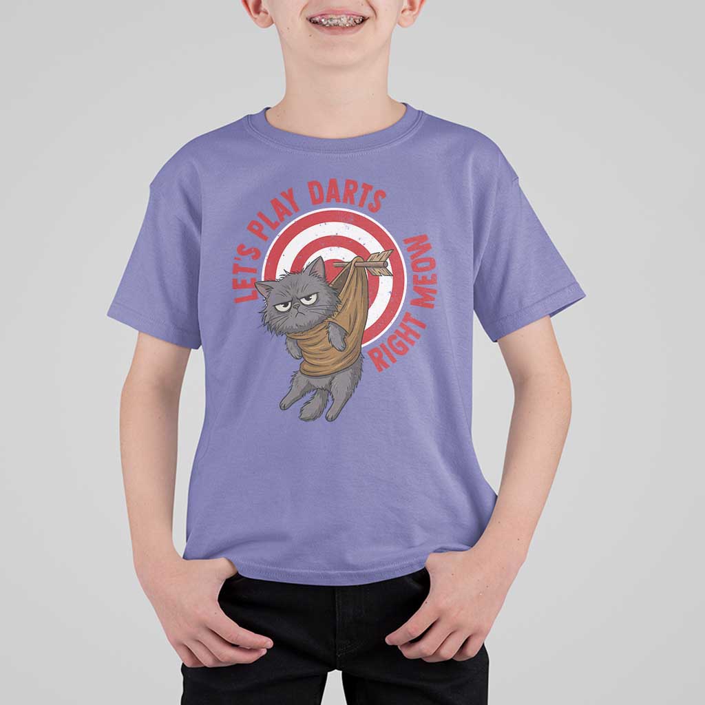 Funny Cat Darts Lover T Shirt For Kid Lets Play Darts Right Meow - Wonder Print Shop