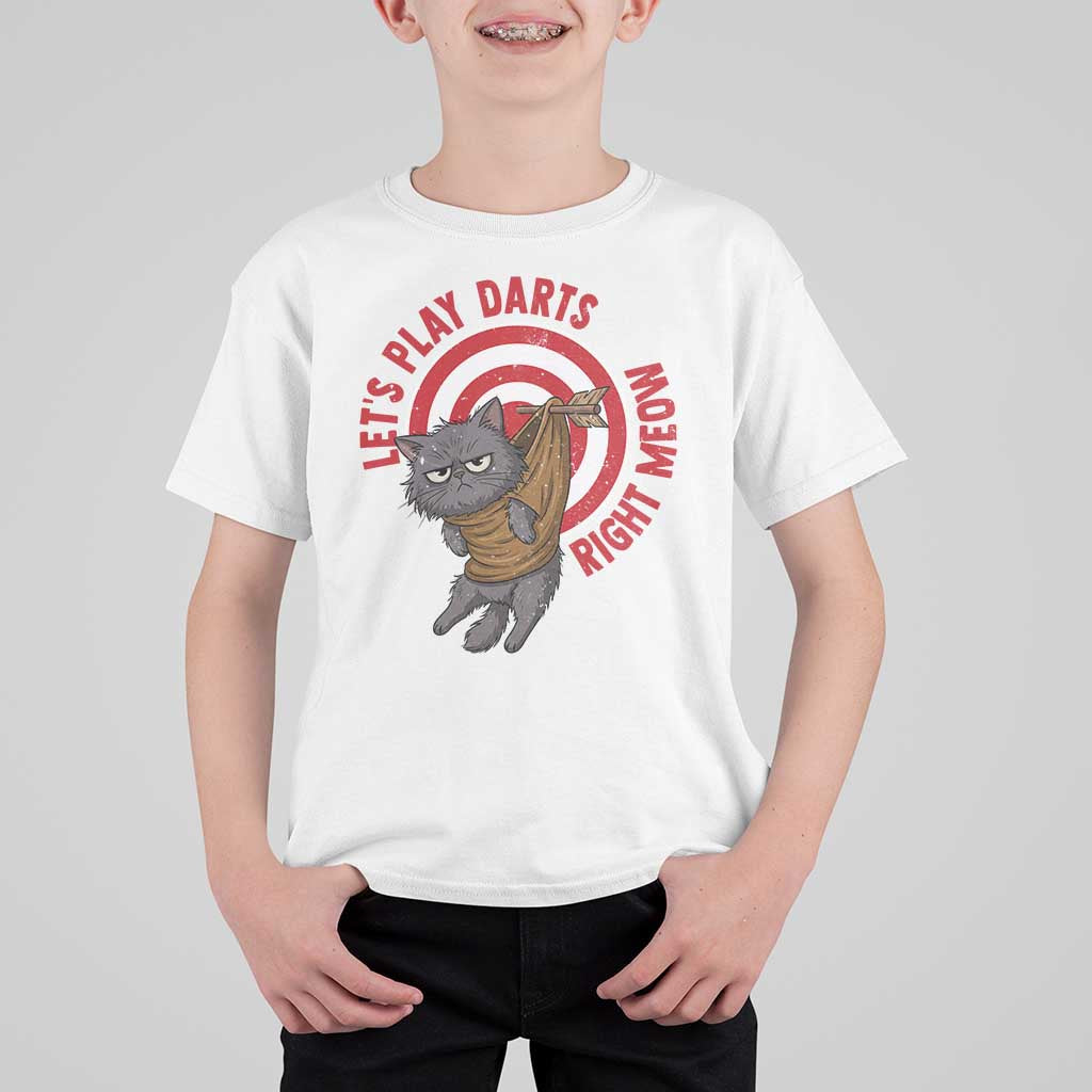 Funny Cat Darts Lover T Shirt For Kid Lets Play Darts Right Meow - Wonder Print Shop