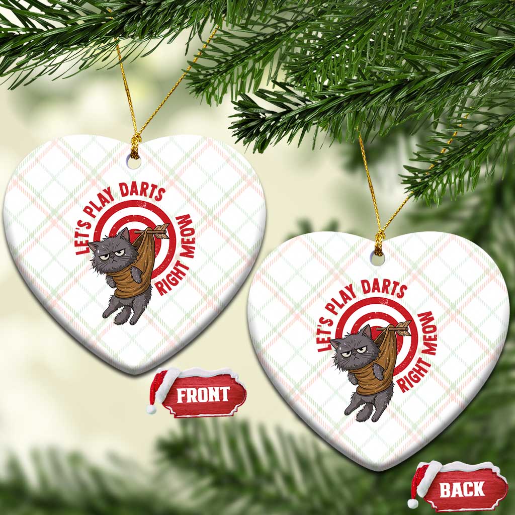 Funny Cat Darts Lover Ceramic Ornament Lets Play Darts Right Meow - Wonder Print Shop
