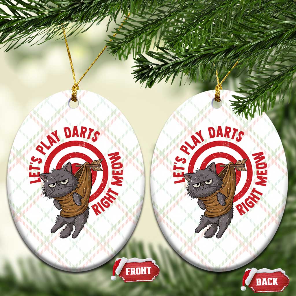 Funny Cat Darts Lover Ceramic Ornament Lets Play Darts Right Meow - Wonder Print Shop