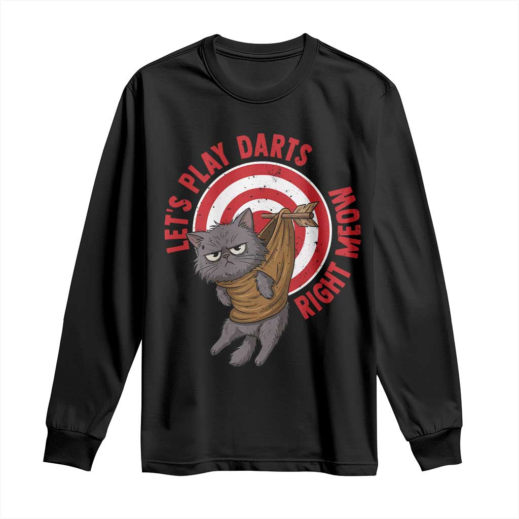 Funny Cat Darts Lover Long Sleeve Shirt Lets Play Darts Right Meow - Wonder Print Shop