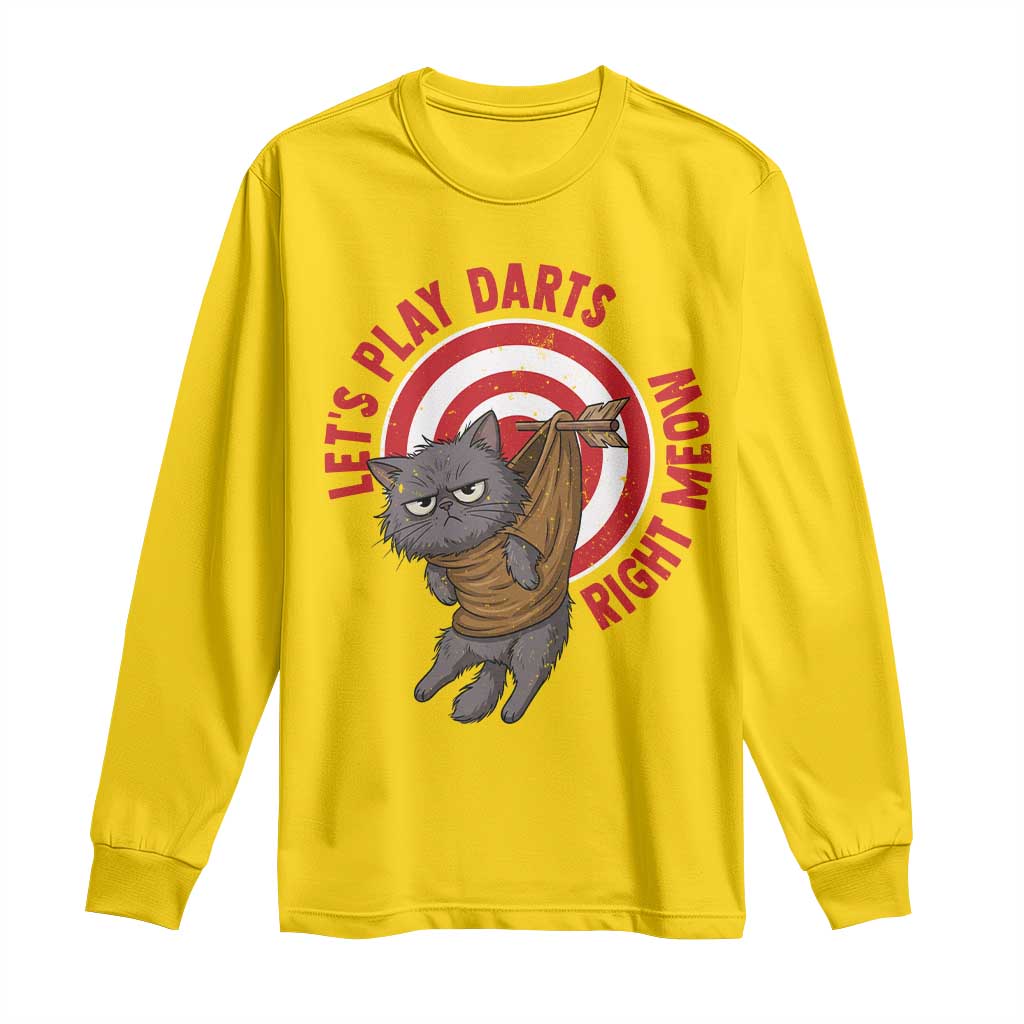 Funny Cat Darts Lover Long Sleeve Shirt Lets Play Darts Right Meow - Wonder Print Shop