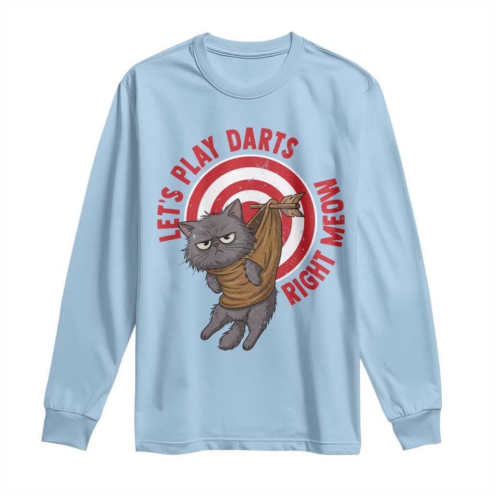 Funny Cat Darts Lover Long Sleeve Shirt Lets Play Darts Right Meow - Wonder Print Shop