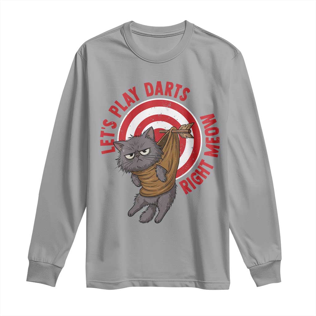 Funny Cat Darts Lover Long Sleeve Shirt Lets Play Darts Right Meow - Wonder Print Shop