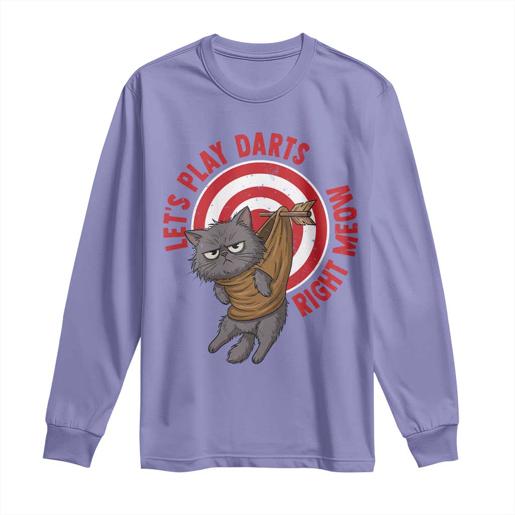 Funny Cat Darts Lover Long Sleeve Shirt Lets Play Darts Right Meow - Wonder Print Shop