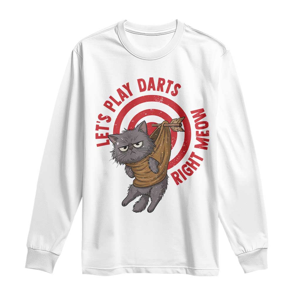 Funny Cat Darts Lover Long Sleeve Shirt Lets Play Darts Right Meow - Wonder Print Shop