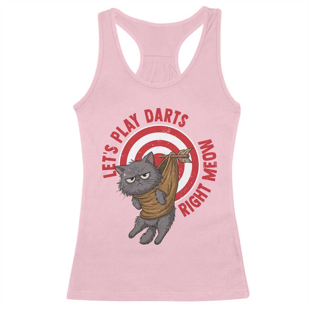 Funny Cat Darts Lover Racerback Tank Top Lets Play Darts Right Meow - Wonder Print Shop