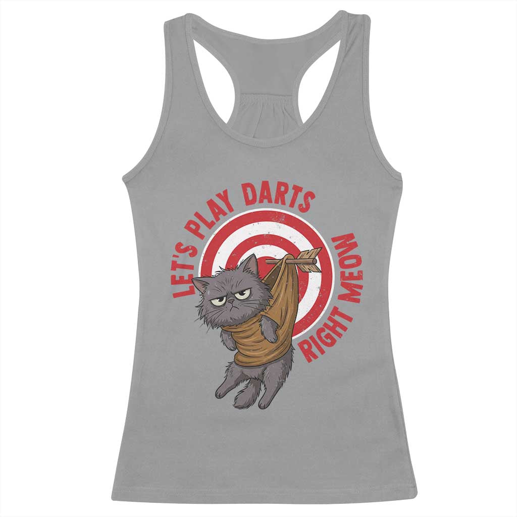 Funny Cat Darts Lover Racerback Tank Top Lets Play Darts Right Meow - Wonder Print Shop